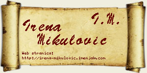Irena Mikulović vizit kartica